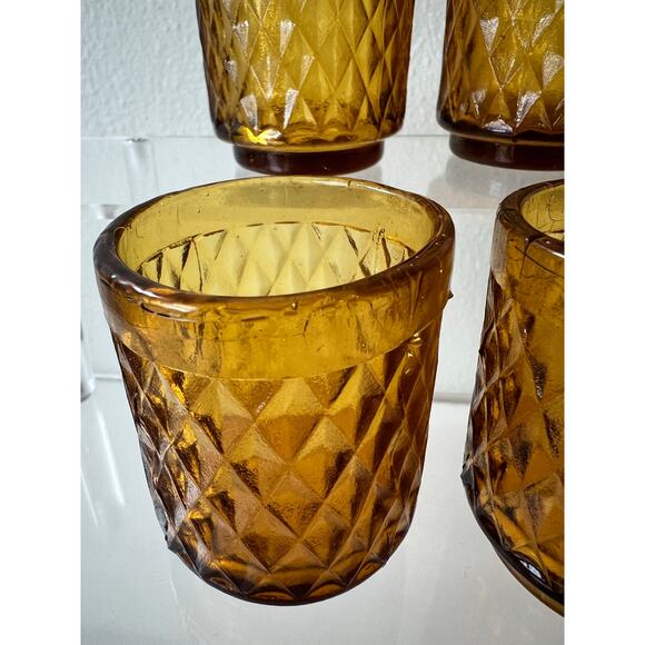 Amber Plant Propagation Jars Cups Containers Vintage Shot Glasses set of 4 - Picture 4 of 10